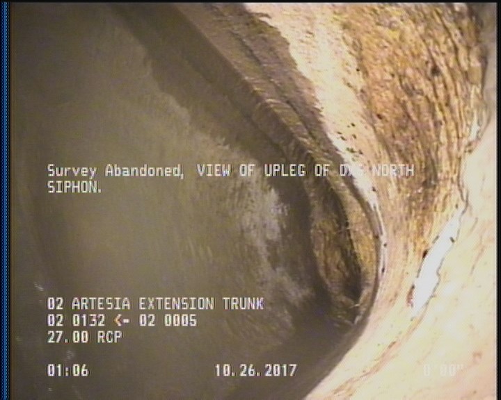 Survey Abandoned - VIEW OF UPLEG OF D/S NORTH SIPHON.