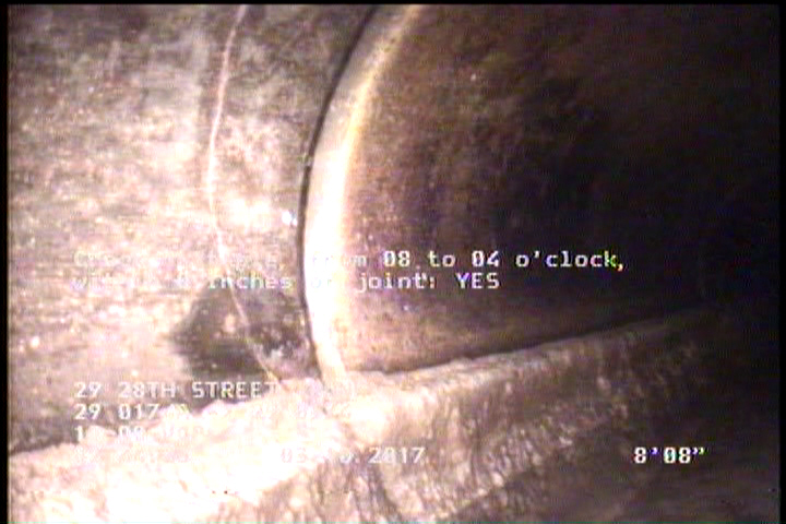 Crack Multiple, from 08 to 04 o'clock, within 8 inches of joint: YES