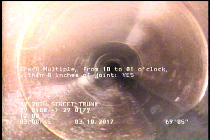 Crack Multiple, from 10 to 01 o'clock, within 8 inches of joint: YES
