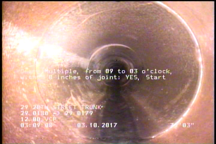 Crack Multiple, from 09 to 03 o'clock, within 8 inches of joint: YES, Start