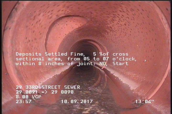 Deposits Settled Fine, 5 %of cross sectional area, from 05 to 07 o'clock, , within 8 inches of joint: NO, Start
