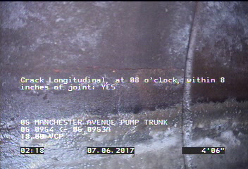 Crack Longitudinal, at 08 o'clock, within 8 inches of joint: YES