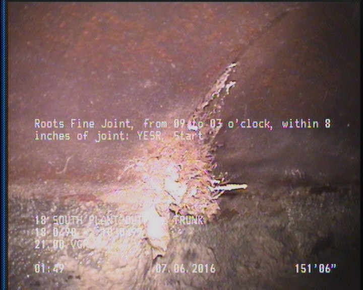 Roots Fine Joint, from 09 to 03 o'clock, within 8 inches of joint: YESR, Start