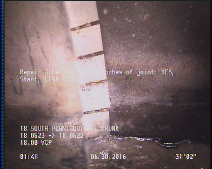Repair Other, within 8 inches of joint: YES - LINK PIPE
