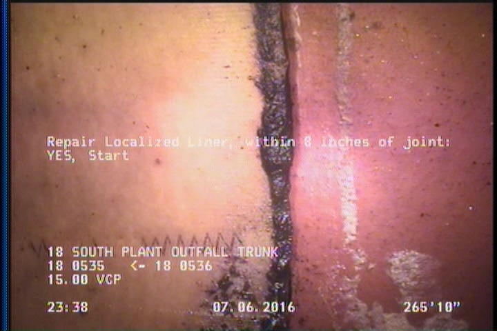 Repair Localized Liner, within 8 inches of joint: YES, Start - remark