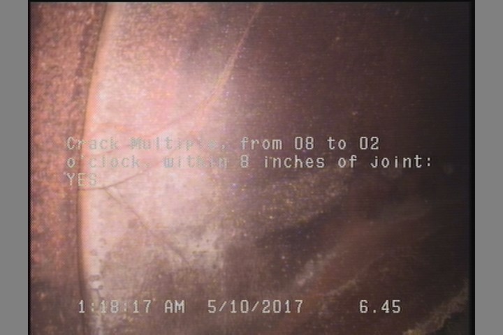 Crack Multiple, from 08 to 02 o'clock, within 8 inches of joint: YES