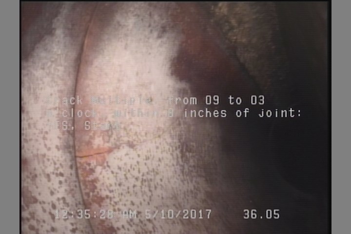 Crack Multiple, from 09 to 03 o'clock, within 8 inches of joint: YES, Start