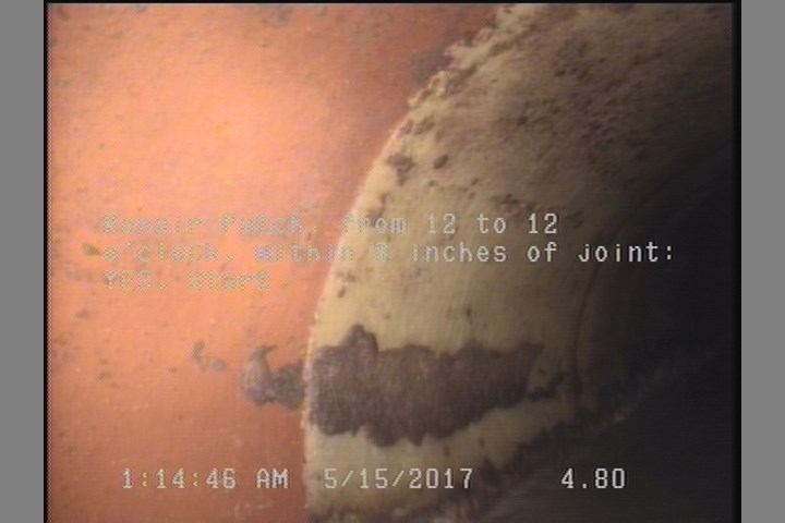 Repair Patch, from 12 to 12 o'clock, within 8 inches of joint: YES, Start