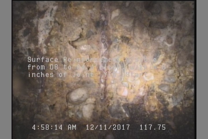 Surface Reinforcement Visible, from 08 to 04 o'clock, within 8 inches of joint: YES, Start