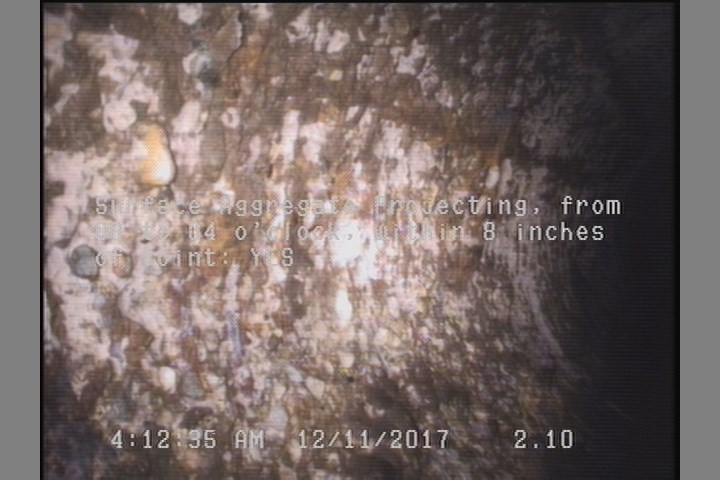 Surface Aggregate Projecting, from 08 to 04 o'clock, within 8 inches of joint: YES, Start