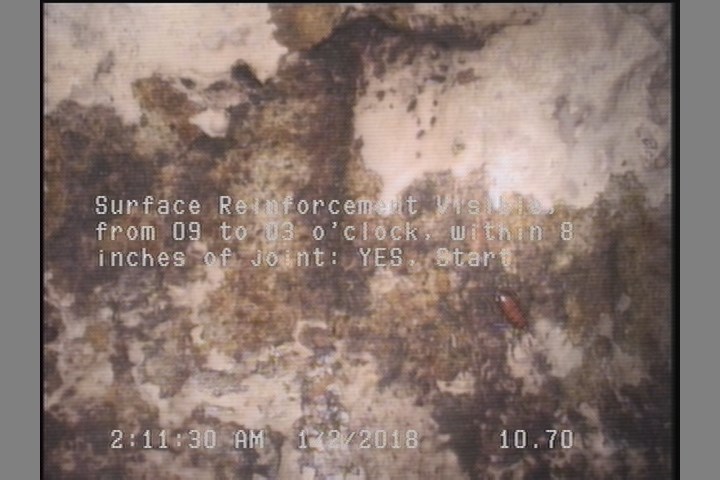 Surface Reinforcement Visible, from 09 to 03 o'clock, within 8 inches of joint: YES, Start