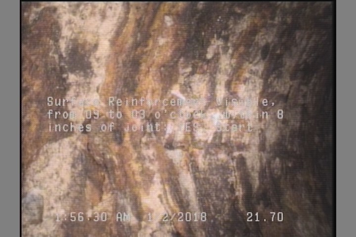 Surface Reinforcement Visible, from 09 to 03 o'clock, within 8 inches of joint: YES, Start