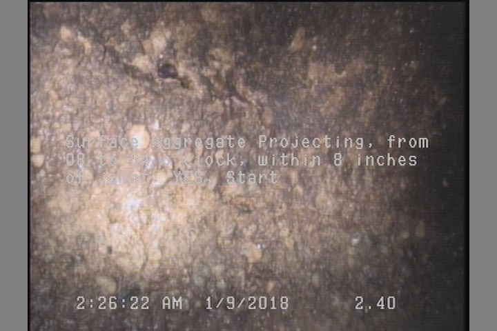Surface Aggregate Projecting, from 08 to 04 o'clock, within 8 inches of joint: YES, Start