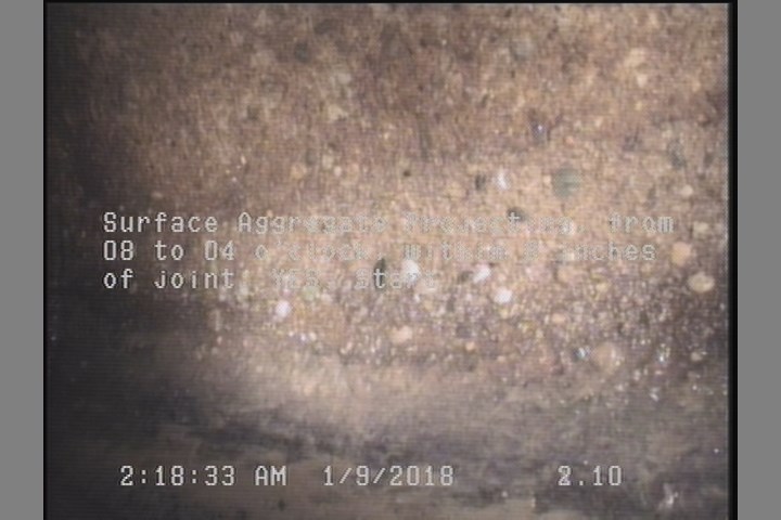 Surface Aggregate Projecting, from 08 to 04 o'clock, within 8 inches of joint: YES, Start