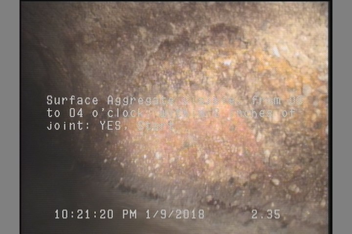 Surface Aggregate Visible, from 08 to 04 o'clock, within 8 inches of joint: YES, Start