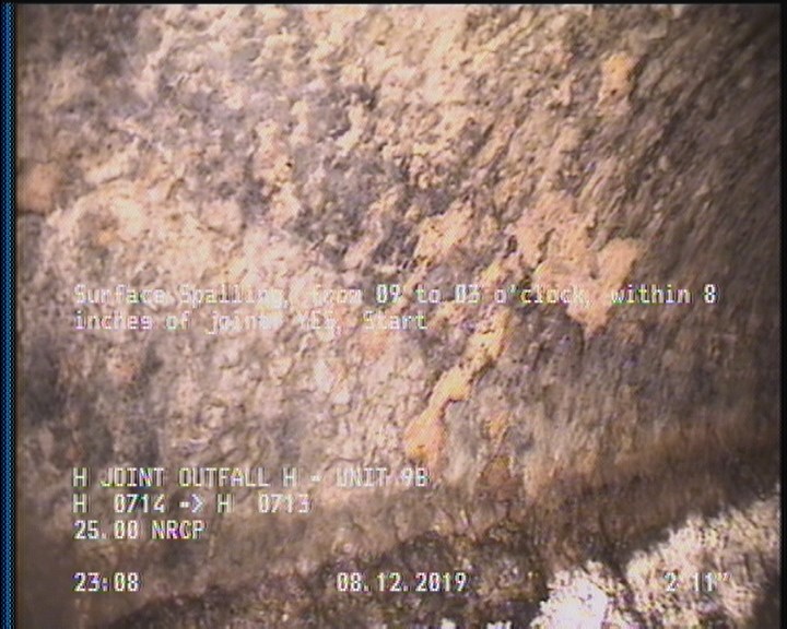 Surface Spalling, from 09 to 03 o'clock, within 8 inches of joint: YES, Start