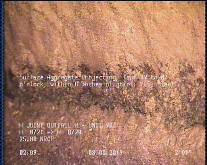 Surface Aggregate Projecting, from 09 to 03 o'clock, within 8 inches of joint: YES, Start