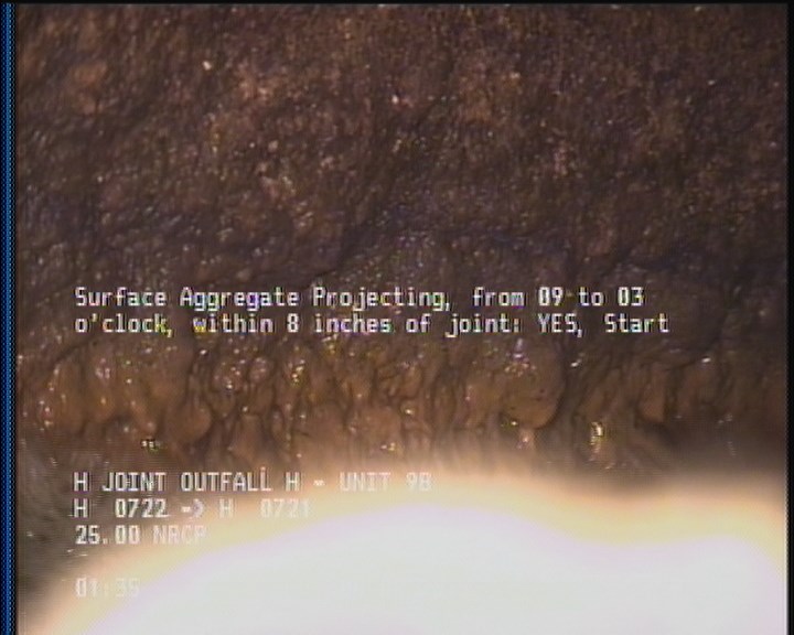 Surface Aggregate Projecting, from 09 to 03 o'clock, within 8 inches of joint: YES, Start