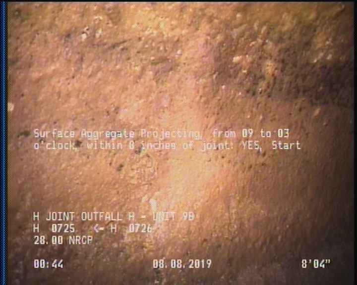 Surface Aggregate Projecting, from 09 to 03 o'clock, within 8 inches of joint: YES, Start