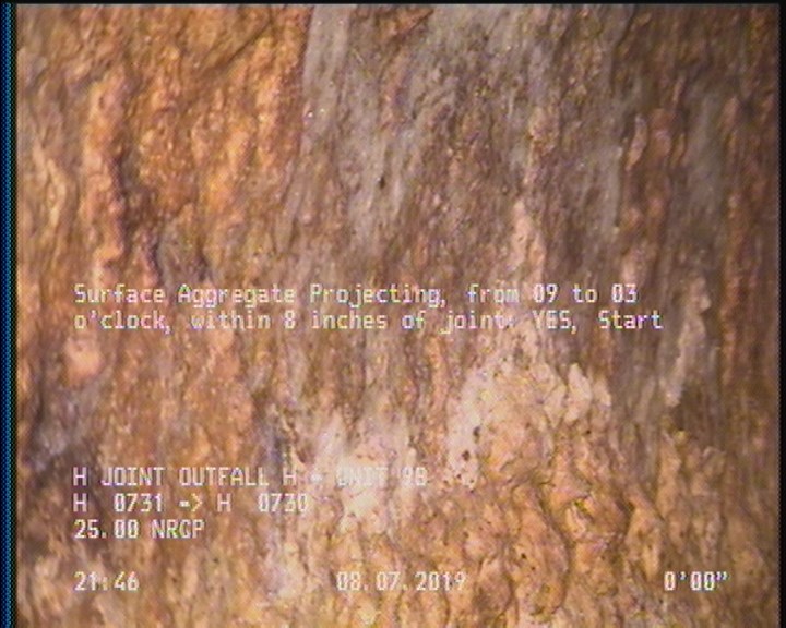 Surface Aggregate Projecting, from 09 to 03 o'clock, within 8 inches of joint: YES, Start