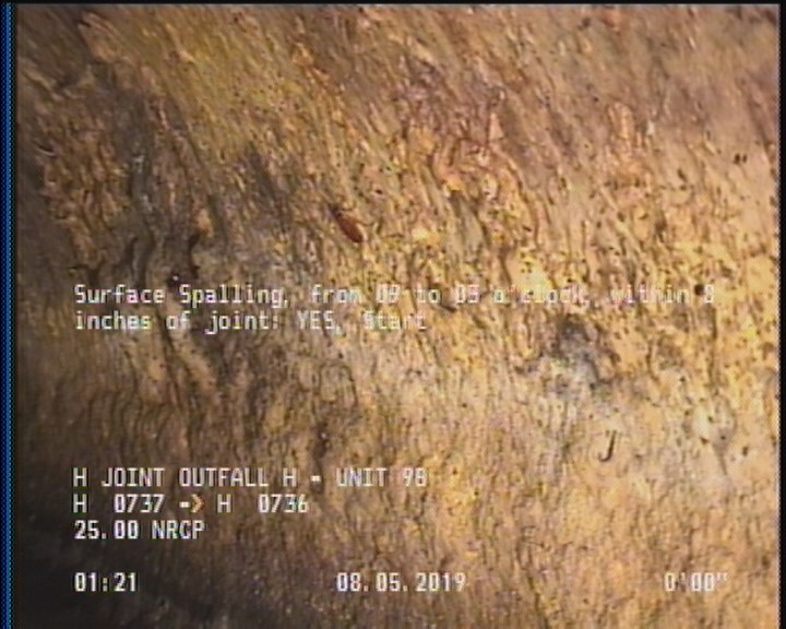 Surface Spalling, from 09 to 03 o'clock, within 8 inches of joint: YES, Start