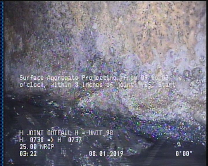 Surface Aggregate Projecting, from 09 to 03 o'clock, within 8 inches of joint: YES, Start