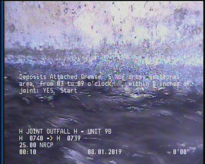 Deposits Attached Grease, 5 %of cross sectional area, from 03 to 09 o'clock, , within 8 inches of joint: YES, Start