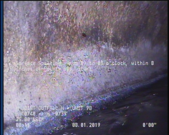 Surface Spalling, from 09 to 03 o'clock, within 8 inches of joint: YES, Start