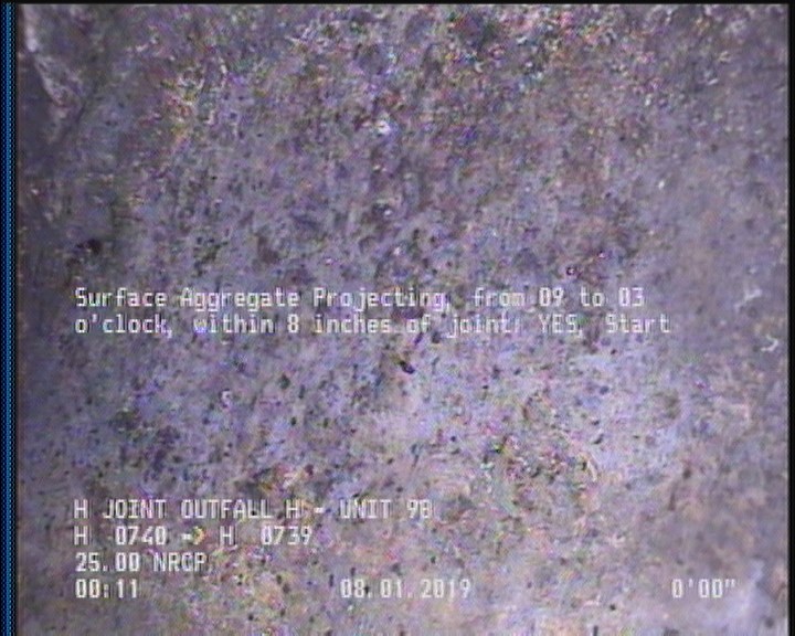 Surface Aggregate Projecting, from 09 to 03 o'clock, within 8 inches of joint: YES, Start