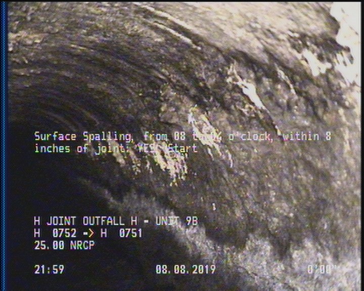 Surface Spalling, from 08 to 04 o'clock, within 8 inches of joint: YES, Start