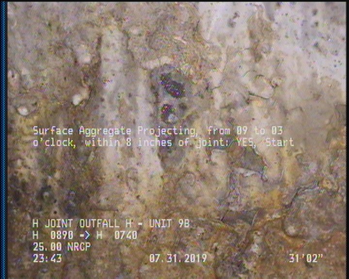 Surface Aggregate Projecting, from 09 to 03 o'clock, within 8 inches of joint: YES, Start