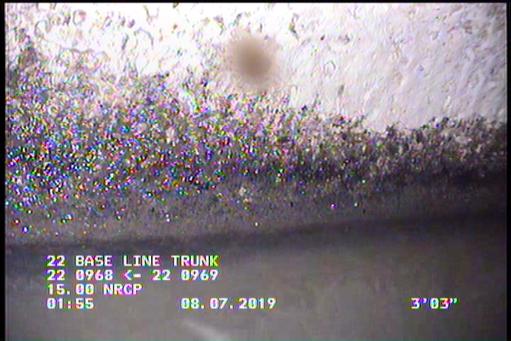 Deposits Attached Grease, 5 %of cross sectional area, from 04 to 08 o'clock, , within 8 inches of joint: YES, Start