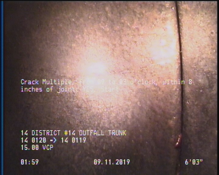 Crack Multiple, from 09 to 03 o'clock, within 8 inches of joint: YES, Start