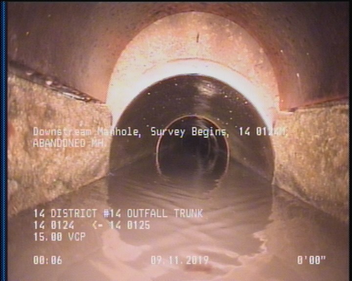 Downstream Manhole, Survey Begins - 14 0124, ABANDONED MH.