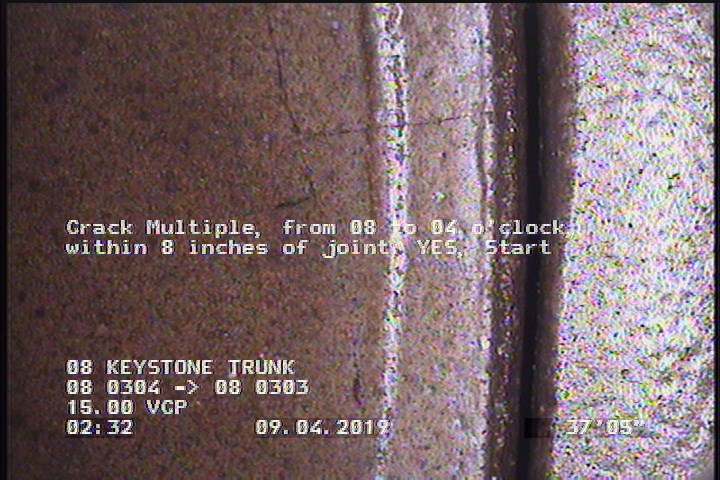 Crack Multiple, from 08 to 04 o'clock, within 8 inches of joint: YES, Start