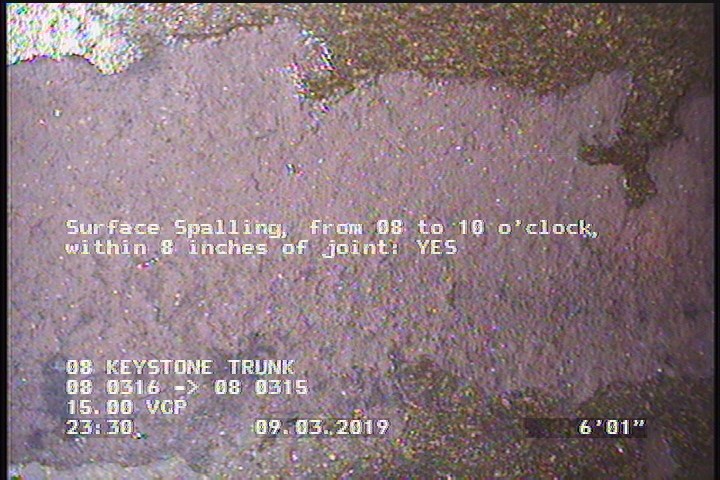 Surface Spalling, from 08 to 04 o'clock, within 8 inches of joint: YES, Start