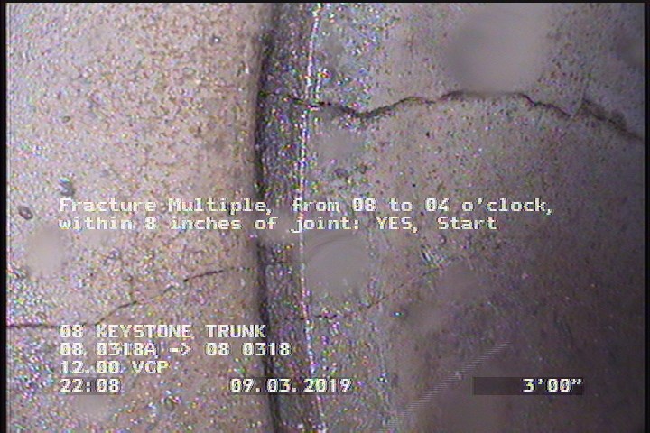 Fracture Multiple, from 08 to 04 o'clock, within 8 inches of joint: YES, Start
