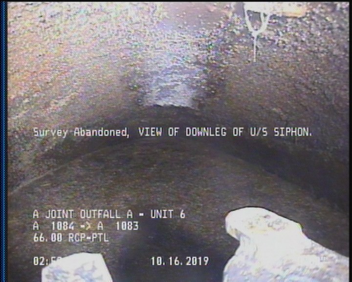 Survey Abandoned - VIEW OF DOWNLEG OF U/S SIPHON.