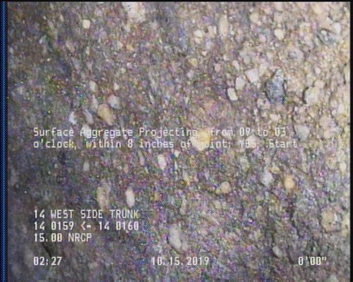 Surface Aggregate Projecting, from 09 to 03 o'clock, within 8 inches of joint: YES, Start