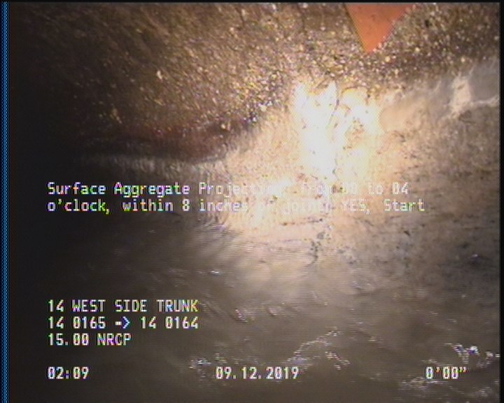 Deposits Attached Grease, 5 %of cross sectional area, from 04 to 08 o'clock, , within 8 inches of joint: YES, Start