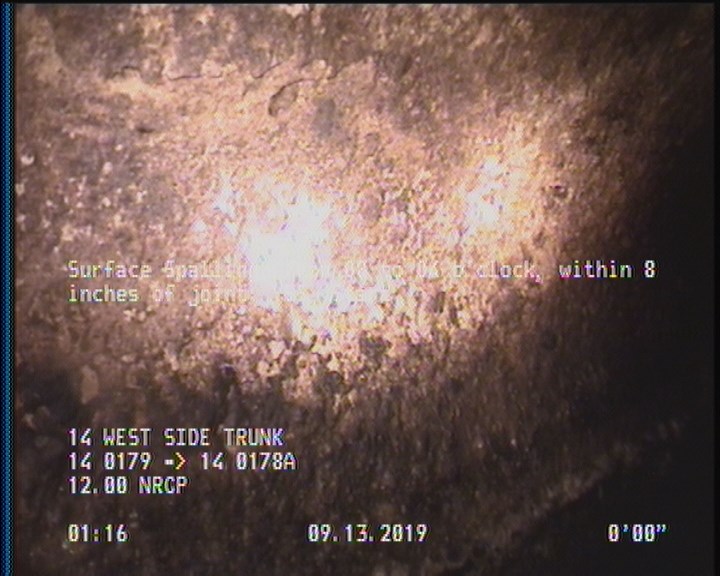 Surface Spalling, from 08 to 04 o'clock, within 8 inches of joint: YES, Start