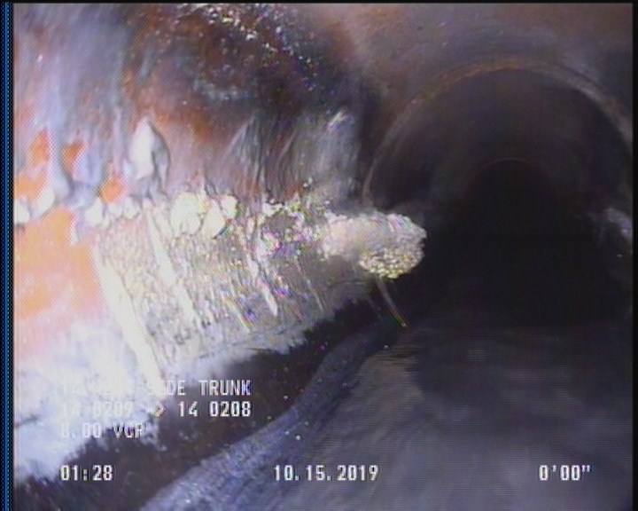 Deposits Attached Grease, 5 %of cross sectional area, from 03 to 09 o'clock, , within 8 inches of joint: YES, Start