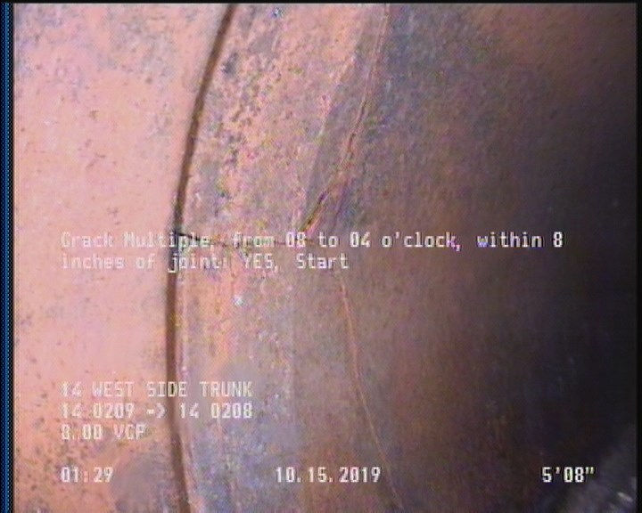 Crack Multiple, from 08 to 04 o'clock, within 8 inches of joint: YES, Start
