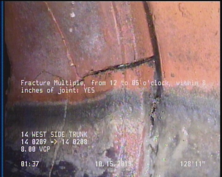 Fracture Multiple, from 12 to 05 o'clock, within 8 inches of joint: YES