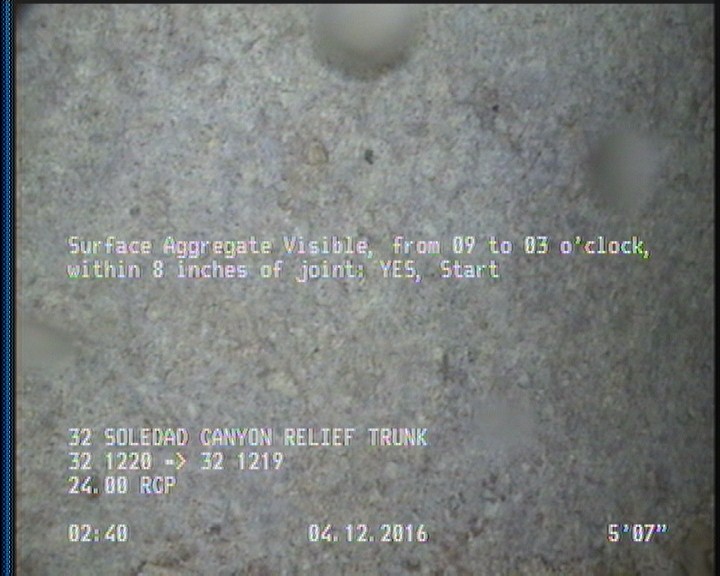 Surface Aggregate Visible, from 09 to 03 o'clock, within 8 inches of joint: YES, Start