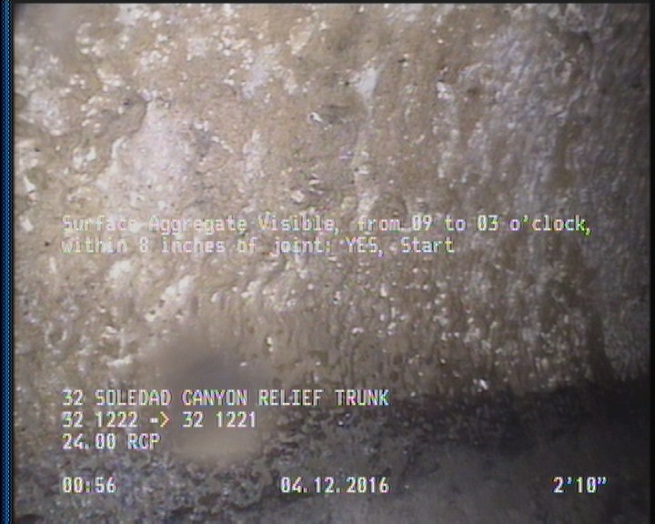Surface Aggregate Visible, from 09 to 03 o'clock, within 8 inches of joint: YES, Start