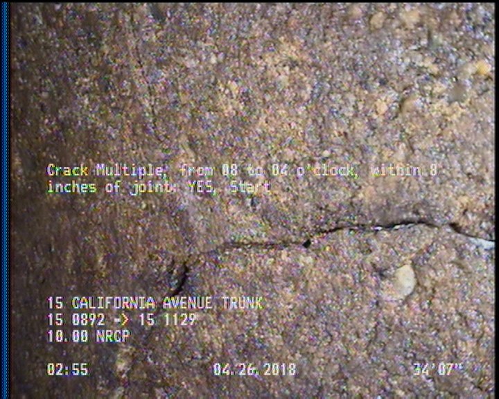 Crack Multiple, from 08 to 04 o'clock, within 8 inches of joint: YES, Start