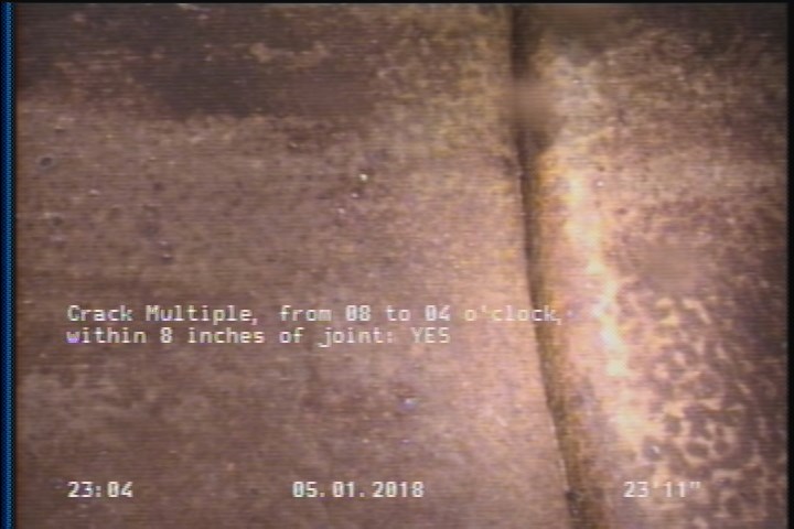 Crack Multiple, from 08 to 04 o'clock, within 8 inches of joint: YES
