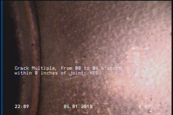 Crack Multiple, from 08 to 04 o'clock, within 8 inches of joint: YES, Start