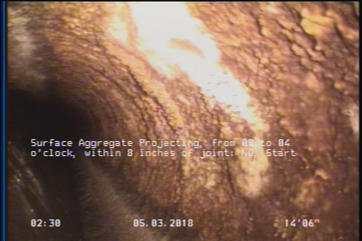Surface Aggregate Projecting, from 08 to 04 o'clock, within 8 inches of joint: NO, Start
